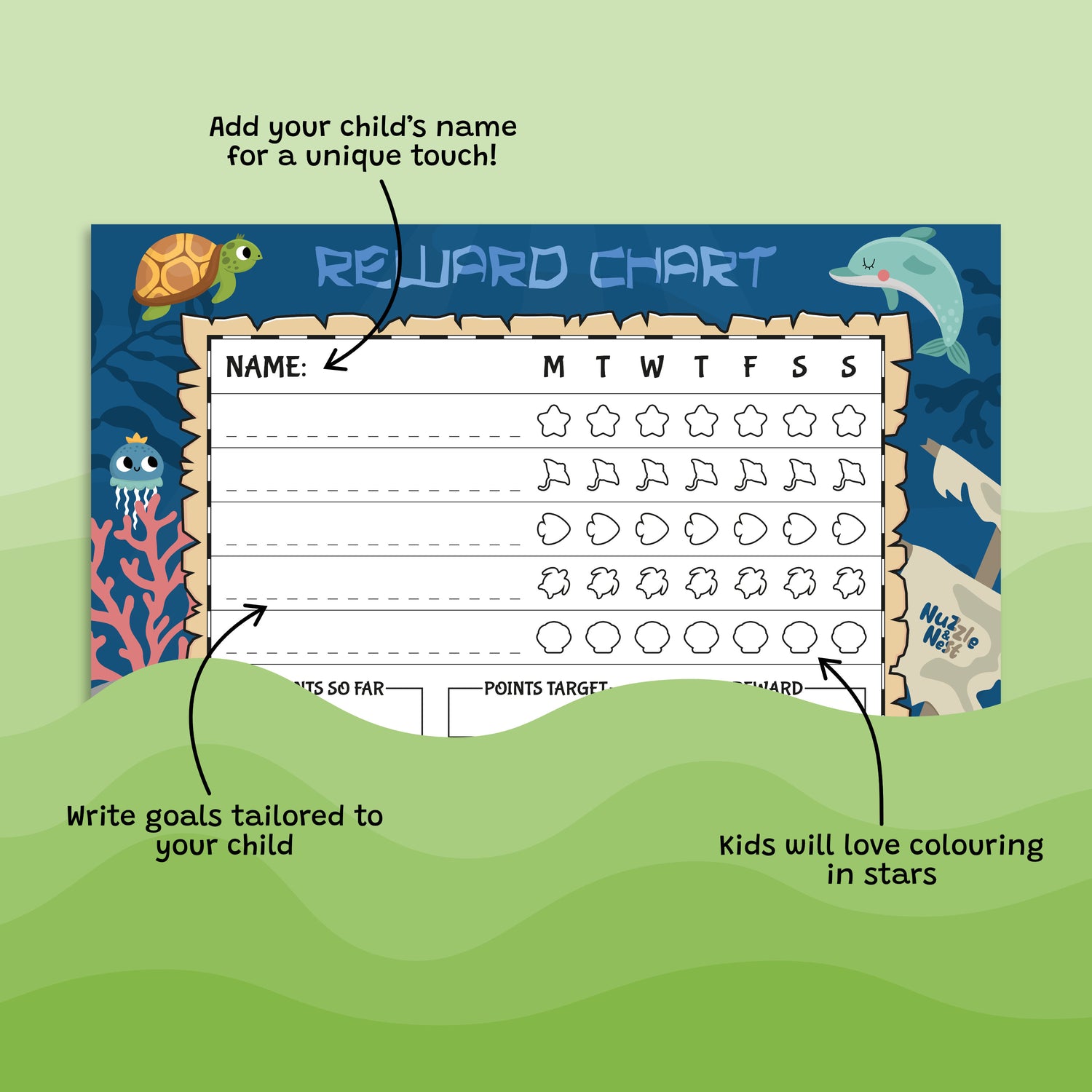 Kids Ocean Theme Reward Chart