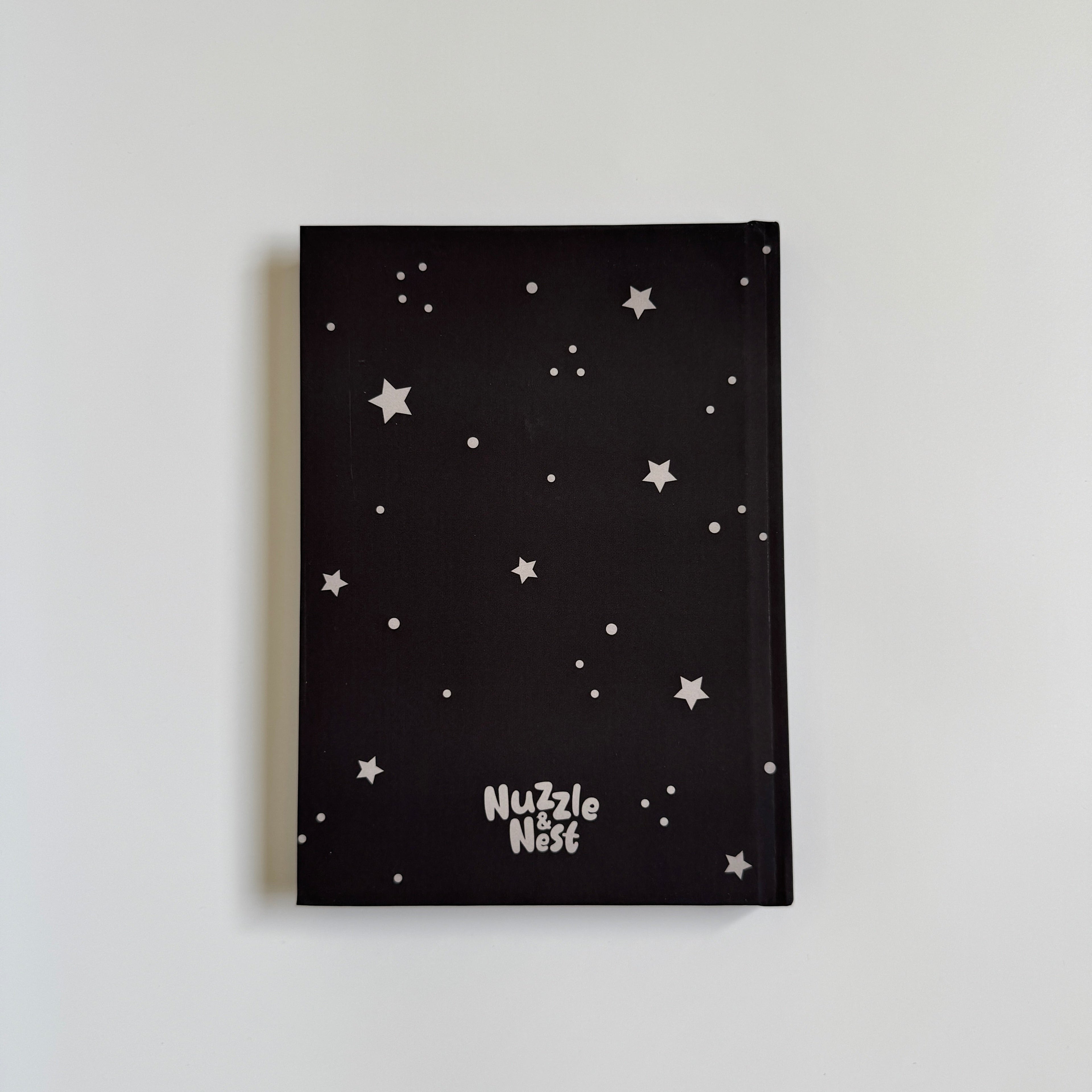 Black paper with white star patterns on a light gray background