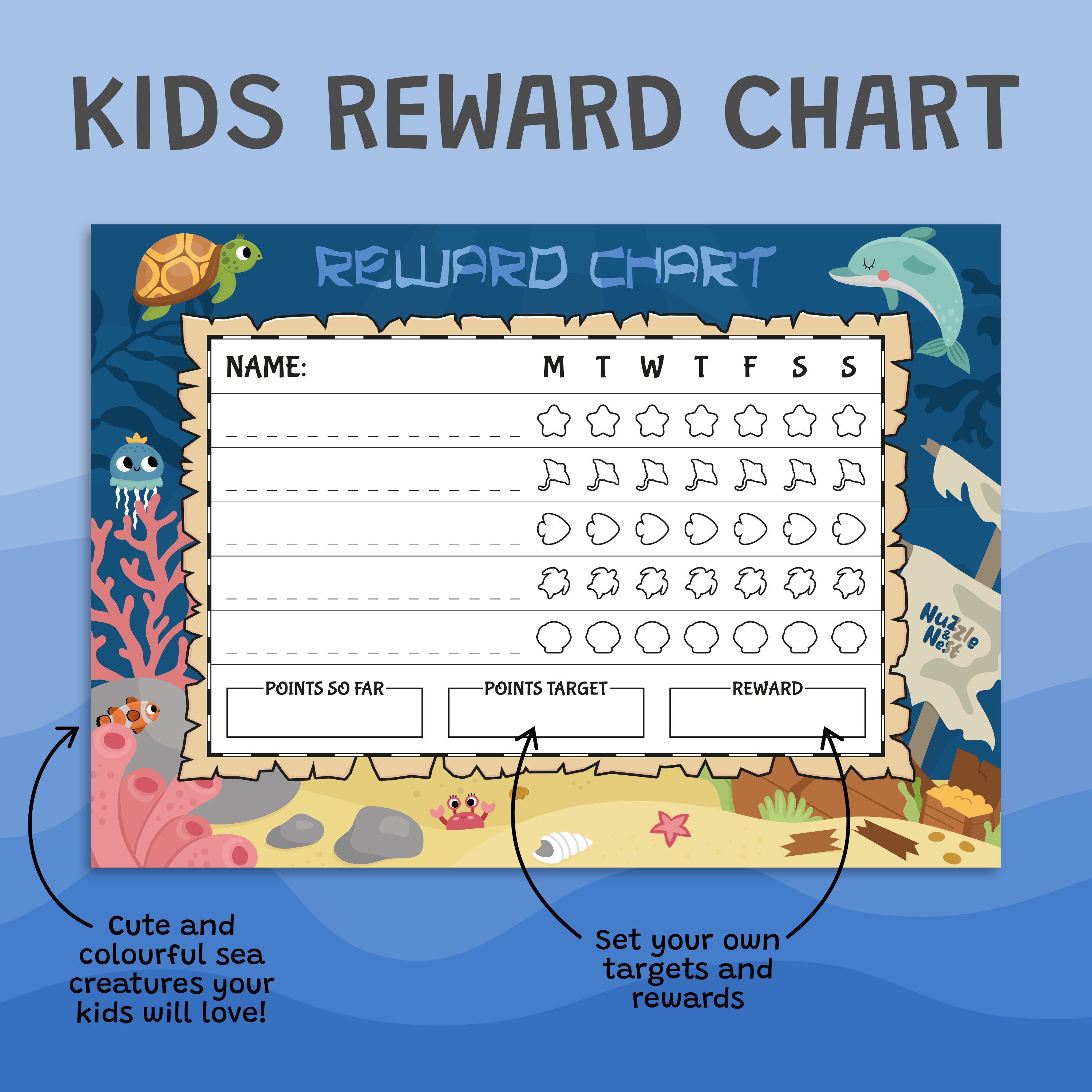 Kids Ocean Theme Reward Chart